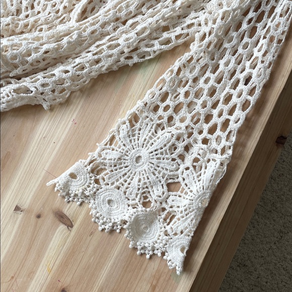 Rebellion Cream Boho Crochet Long sleeve Sweater Cardigan - Picture 8 of 11